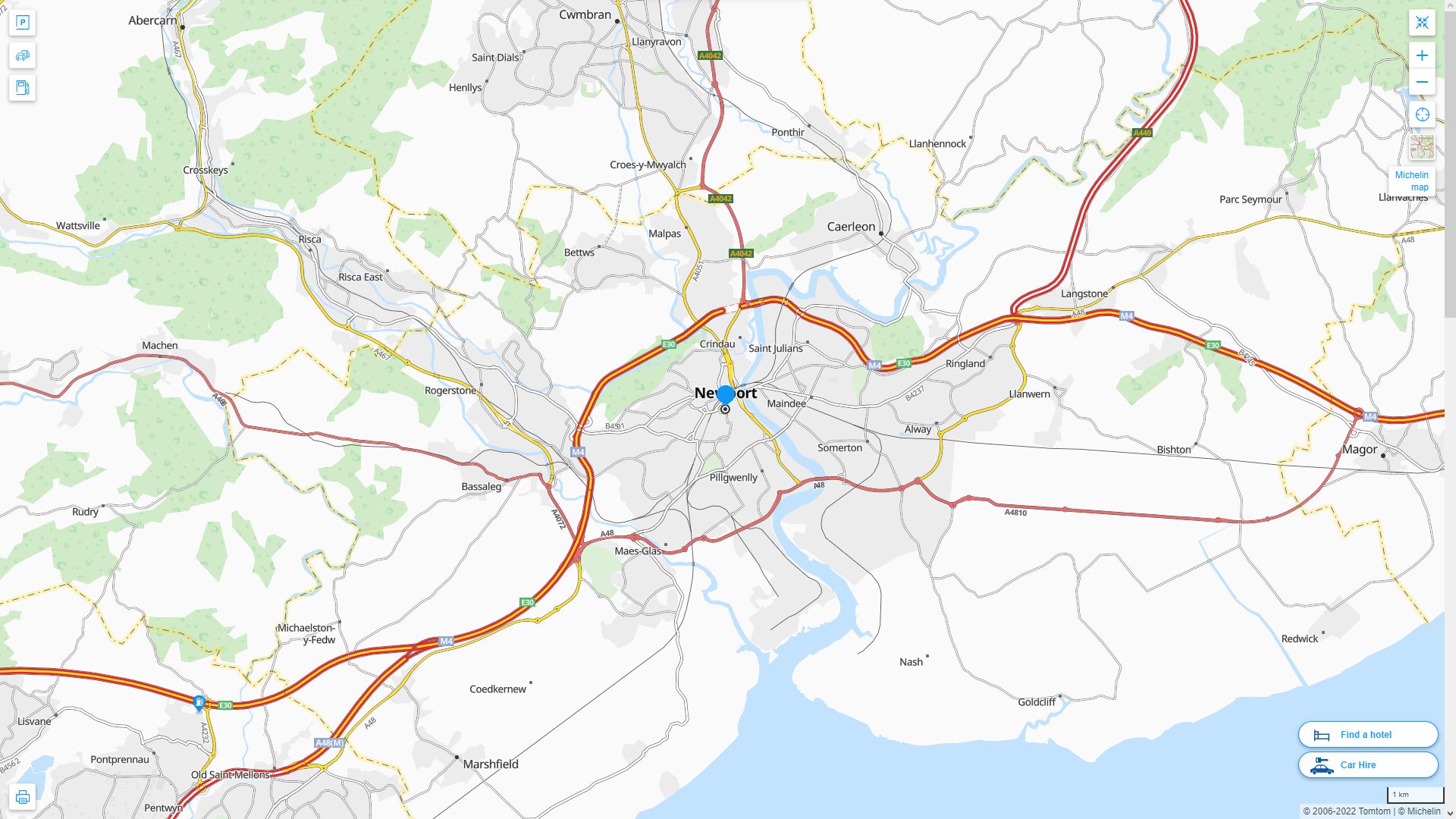 Newport Royaume Uni Autoroute et carte routiere